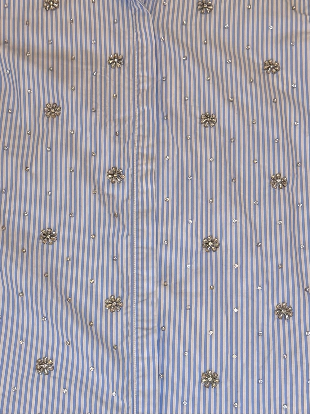 J. Crew Light Blue Striped Crystal-Embellished Button-Down Shirt - Picture 3 of 9